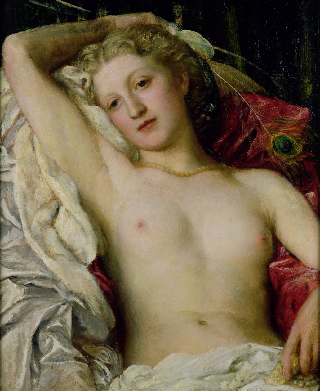 Dziewczyna z pawim fanem autorstwa George Frederick Watts