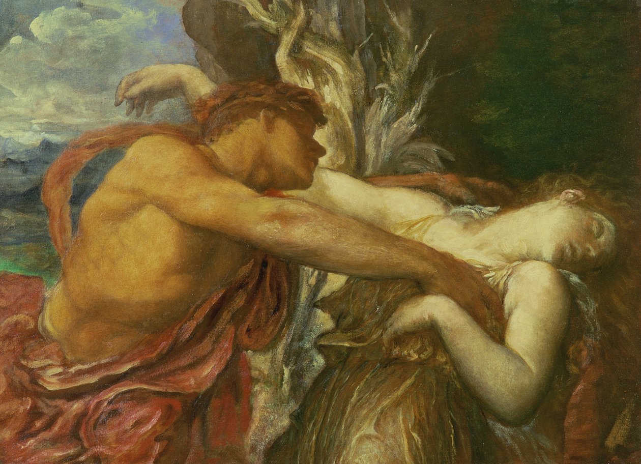 Orfeusz i Eurydyka, 1870-72 (mezzotinta na papierze indyjskim) autorstwa George Frederick Watts