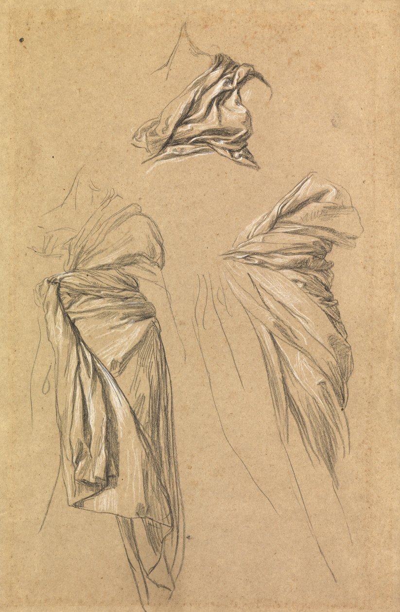 Studia draperii do postaci śmierci w „Czasie, śmierci i wyroku”, 1865-66 autorstwa George Frederick Watts