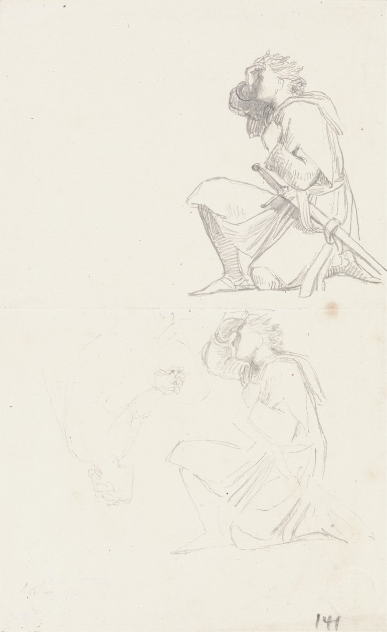 Studia klęczącego rycerza (grafit) autorstwa George Frederick Watts