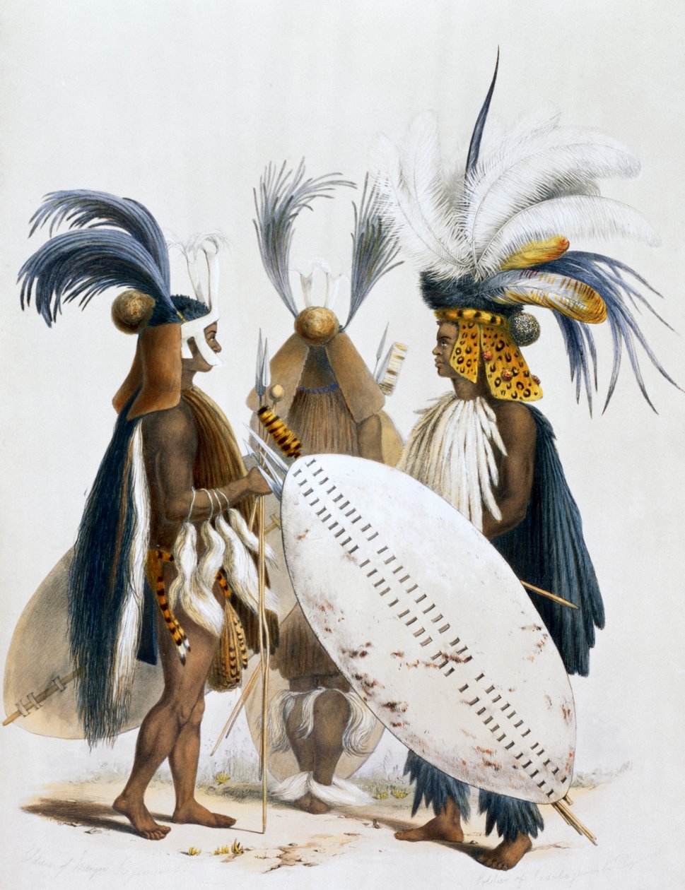 „Żołnierze Zulusów Armii Króla Pandy”, 1849 autorstwa George French Angas