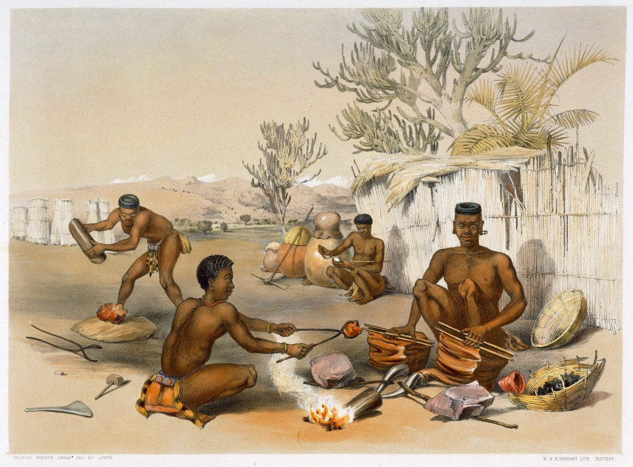 Kowale Zulu przy pracy, 1849 autorstwa George French Angas