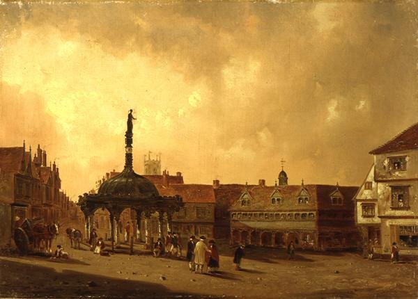 Widok na Cornhill, Ipswich (olej na płótnie) autorstwa George Frost