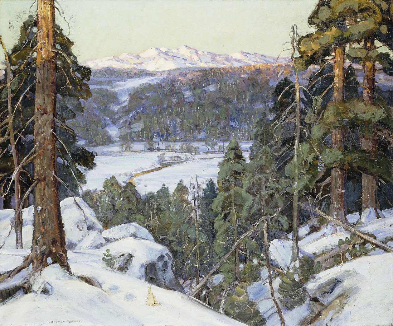 Sosny zimą autorstwa George Gardner Symons
