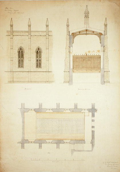 New College Oxford: projekt dachu nowej hali autorstwa George Gilbert Scott