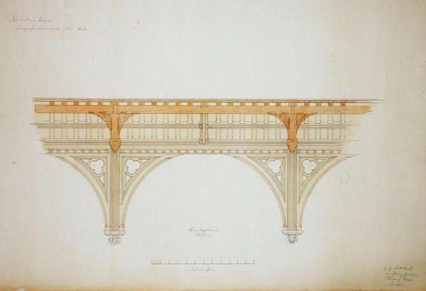 New College Oxford: Projekt dachu nowej auli autorstwa George Gilbert Scott