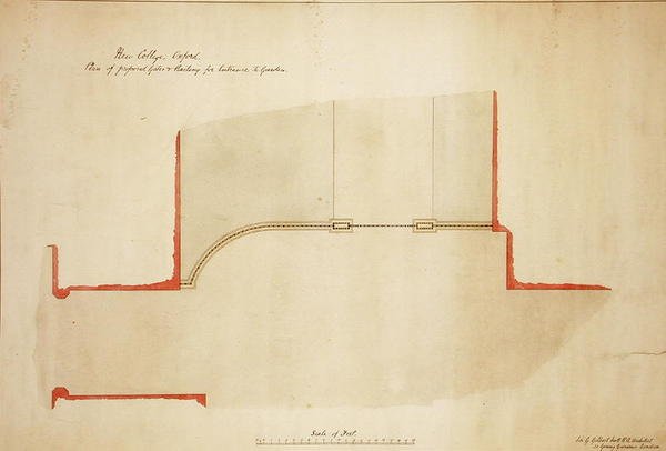 New College Oxford: Proponowane bramy i balustrady wejścia do ogrodu autorstwa George Gilbert Scott