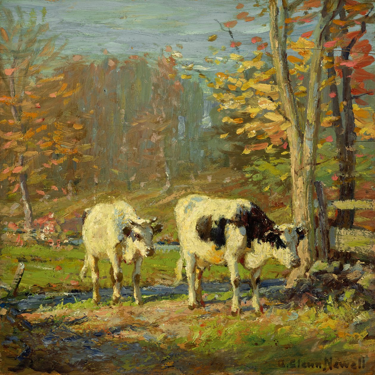 The Lane to the Brook (olej na panelu) autorstwa George Glenn Newell