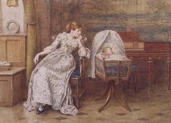 Miłość Matki (akwarela) autorstwa George Goodwin Kilburne