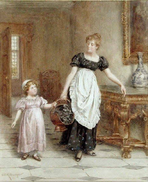 Wiele rąk sprawia, że lekka praca (akwarela na papierze) autorstwa George Goodwin Kilburne