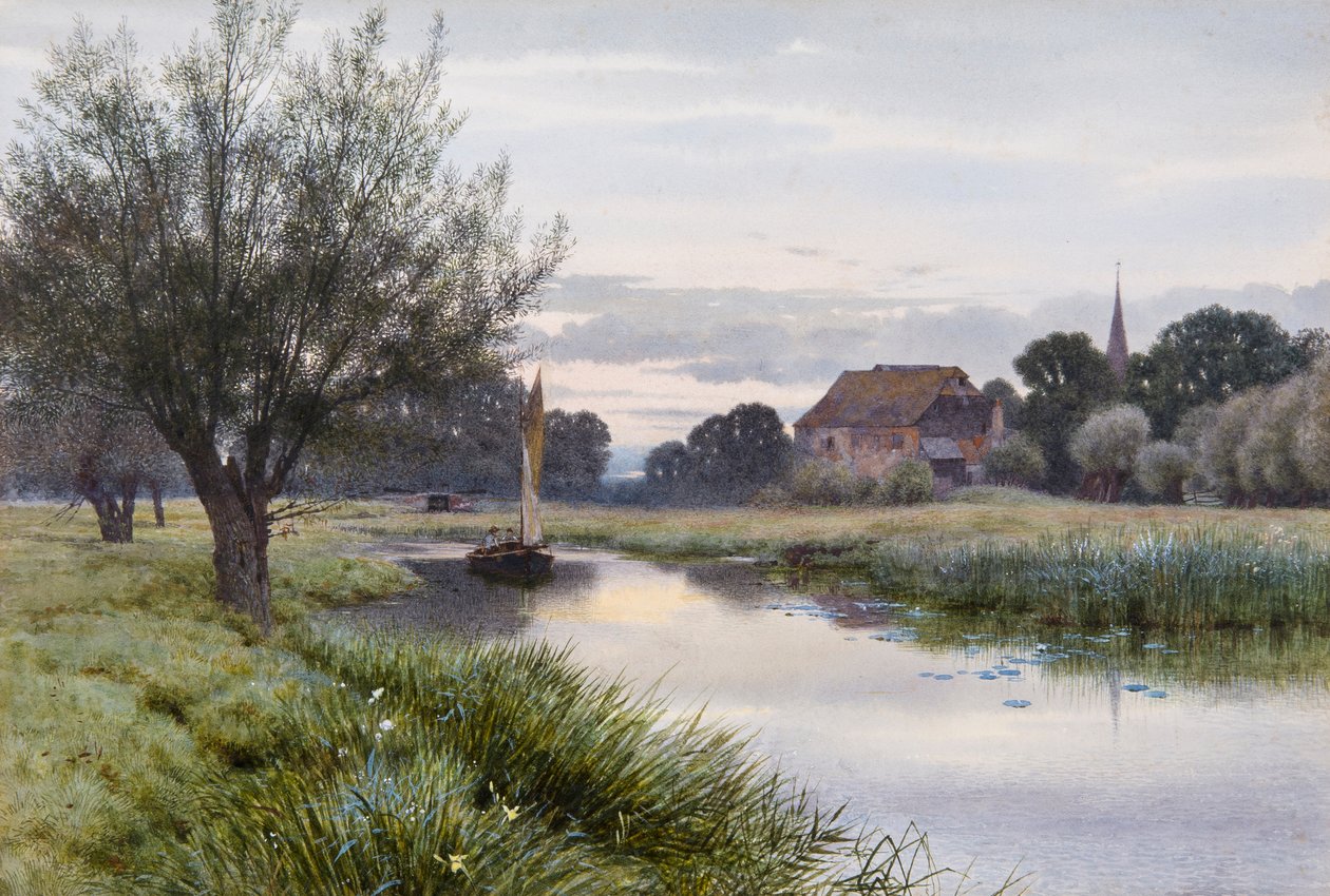 Żeglowanie po rzece Ouse w Houghton autorstwa George Gordon Fraser