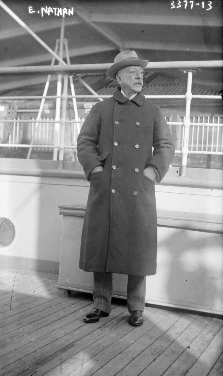 Ernesto Nathan, na transatlancie America z Włoch do Nowego Jorku, 1915 autorstwa George Grantham Bain