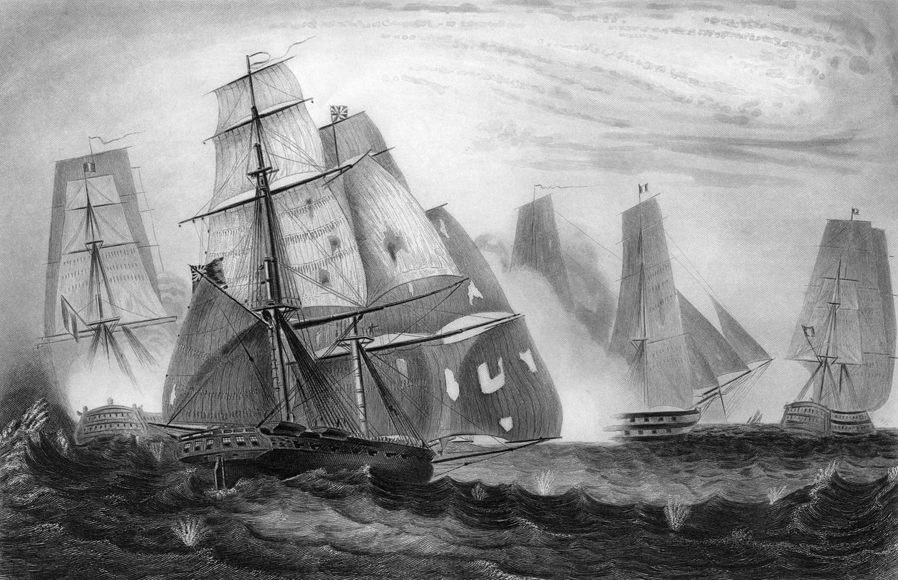 Nieustraszone zachowanie kapitana Charlesa Napiera, 15 kwietnia 1809 c1857. autorstwa George Greatbatch