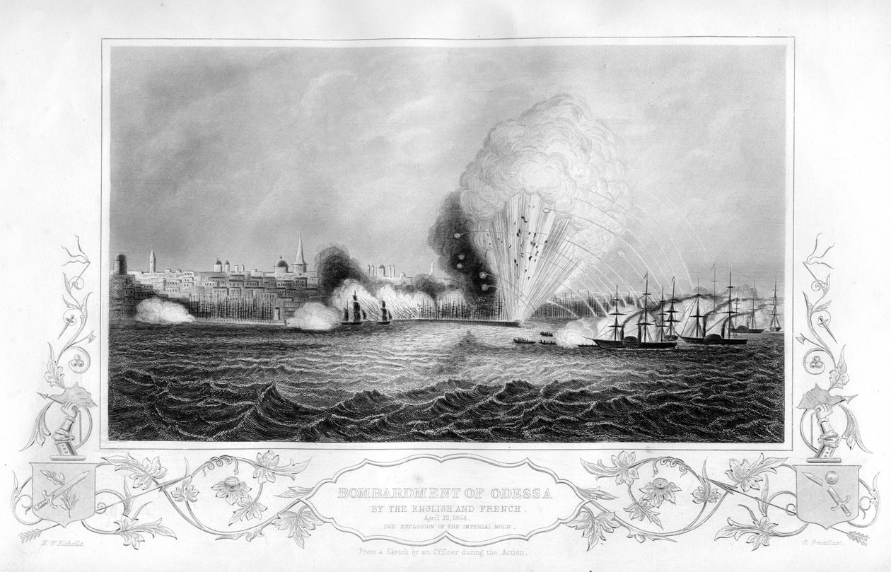 Eksplozja kreta cesarskiego podczas bombardowania Odessy na Ukrainie, 1854 1857. autorstwa George Greatbatch