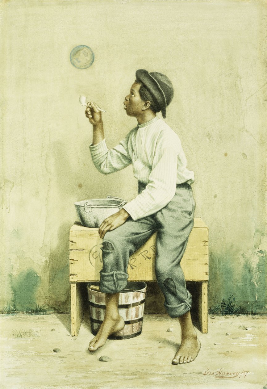 Czarny chłopiec puszczający bańki, 1887 autorstwa George Harvey