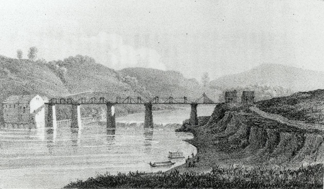 Bridge w Zanesville, Ohio, z „Wizyty w Ameryce Północnej i osiedlach angielskich w Illinois” Adlarda Welby