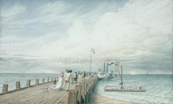 Cumulus lub chmura burzowa, Portland Pier, jezioro Erie, ok. lata 30-40 XIX w. (akwarela i ołówek na papierze) autorstwa George Harvey