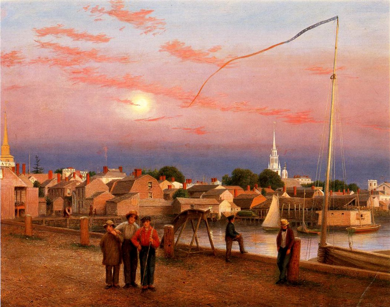 Newport, Koniec dnia, 1851 (olej na papierze na płótnie) autorstwa George Harvey