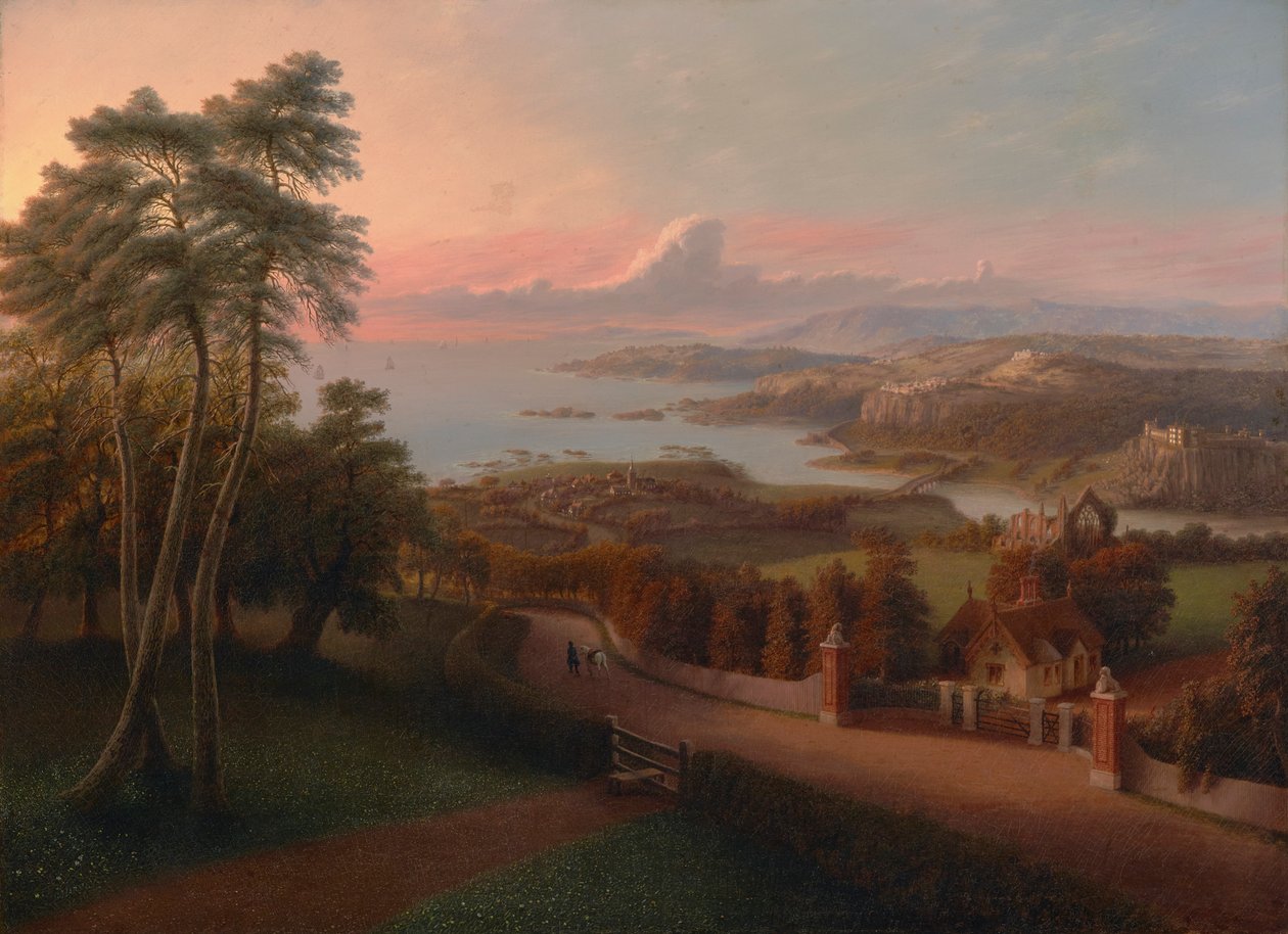 Zachód słońca w wiejskim krajobrazie 1846 (olej na płótnie) autorstwa George Harvey