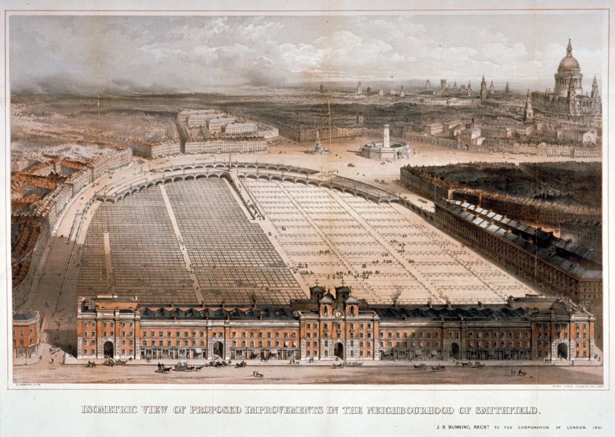 Smithfield Market, City of London, 1851 autorstwa George Hawkins