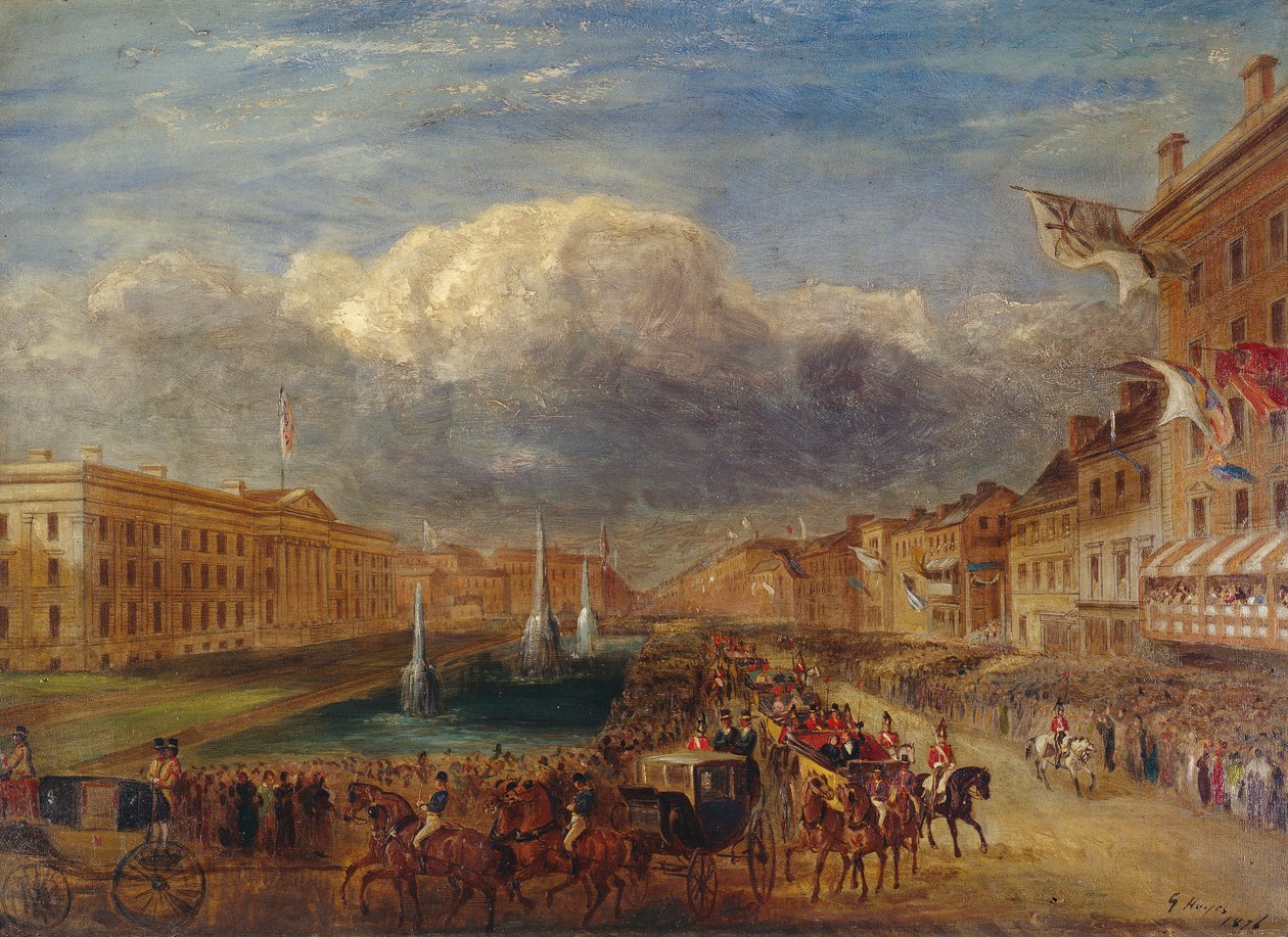 Wizyta królowej Wiktorii i księcia Alberta w Manchesterze w 1851 r autorstwa George Hayes