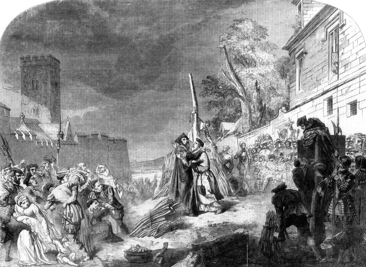 Męczeństwo Ridleya i Latimera, Oxford, 1856. autorstwa George Hayter