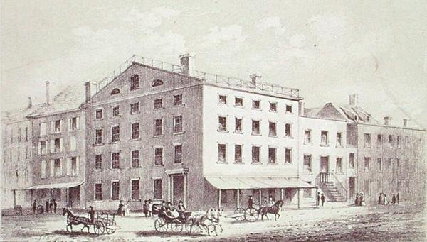 Fraunces Tavern, na rogu ulic Broad i Peel Street, Nowy Jork autorstwa George Hayward