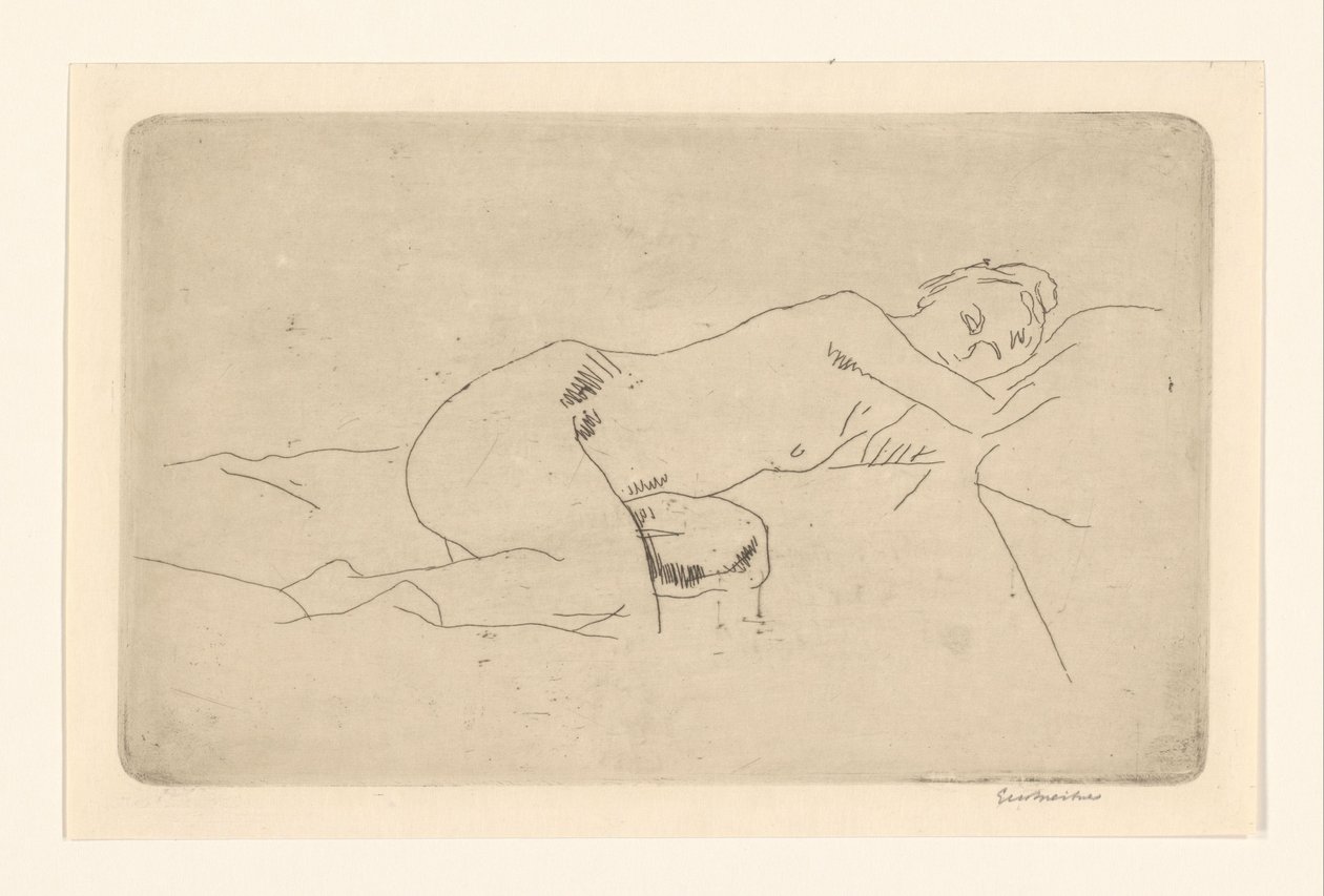 Półleżąca nagość kobieca autorstwa George Hendrik Breitner (signed by artist)