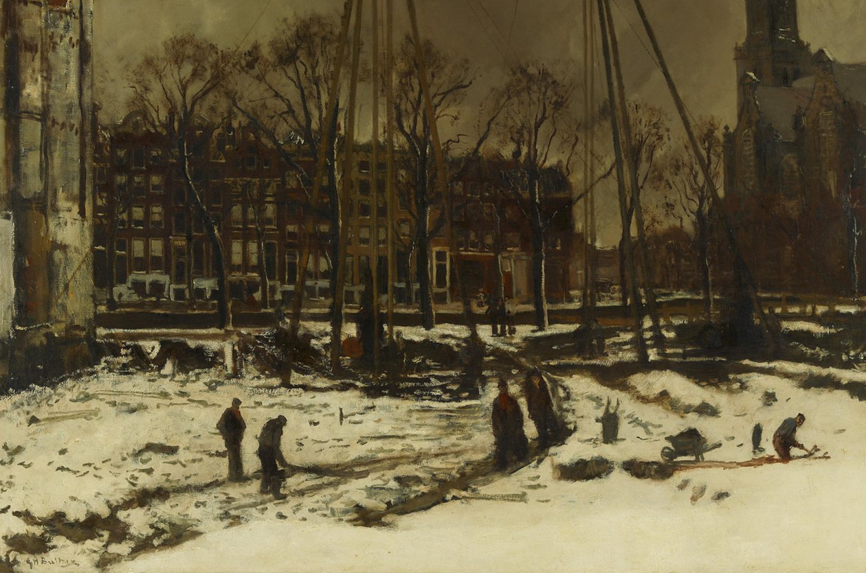 Przebicie ulicą Raadhuisstraat zimą autorstwa George Hendrik Breitner