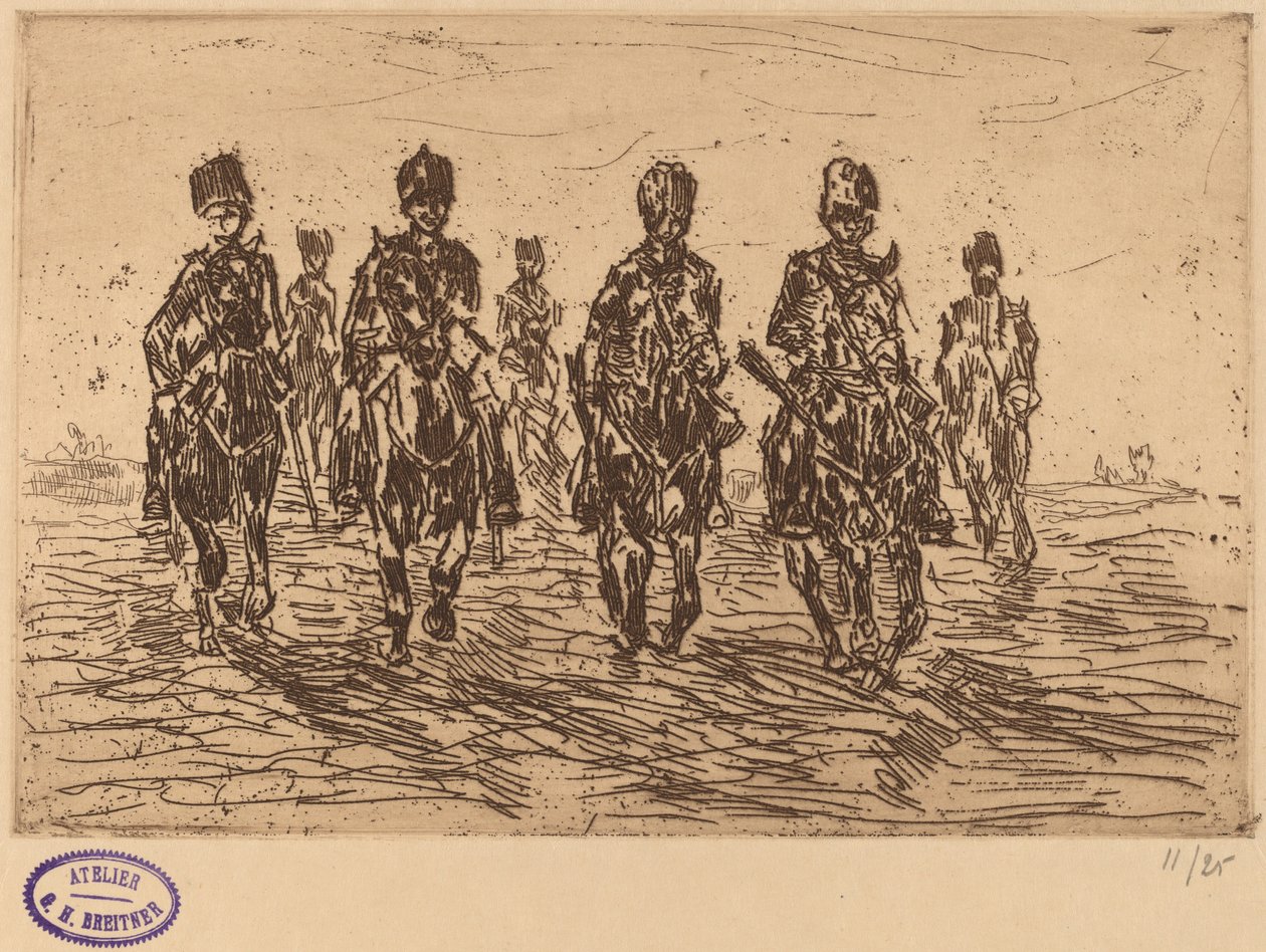 Galopujący huzar w widoku z przodu autorstwa George Hendrik Breitner