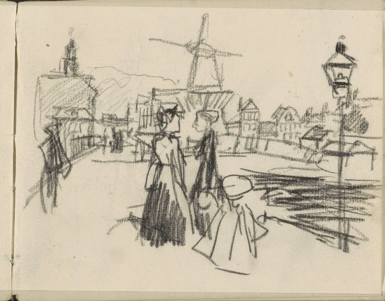 Widok na Blekerspad w Amsterdamie z młynem De Victor autorstwa George Hendrik Breitner