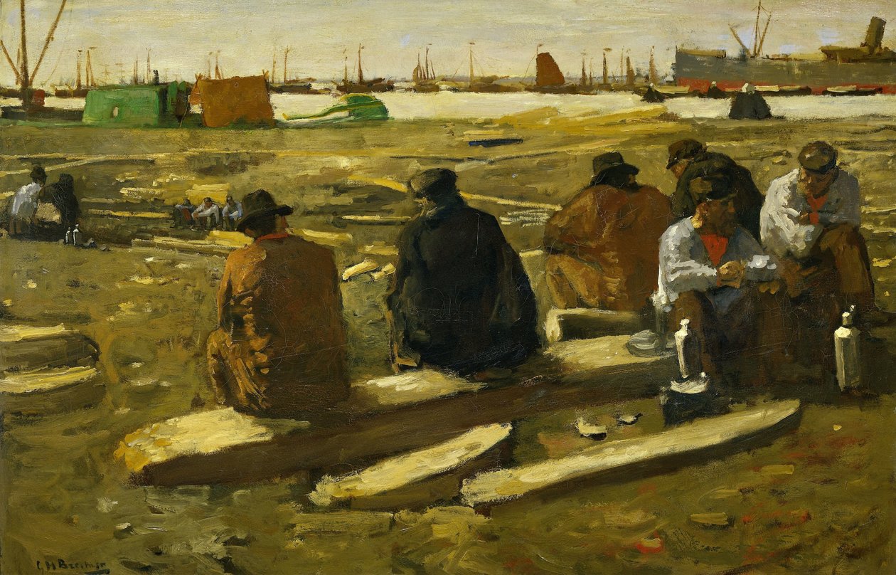 Pora obiadowa na placu budowy przy Van Diemenstraat w Amsterdamie Przerwa południowa na placu budowy przy Van Diemenstraat w Amsterdamie autorstwa George Hendrik Breitner