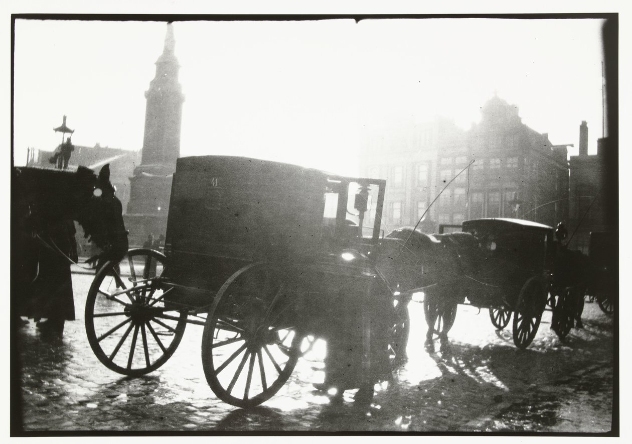 Wagony na placu Dam w Amsterdamie autorstwa George Hendrik Breitner