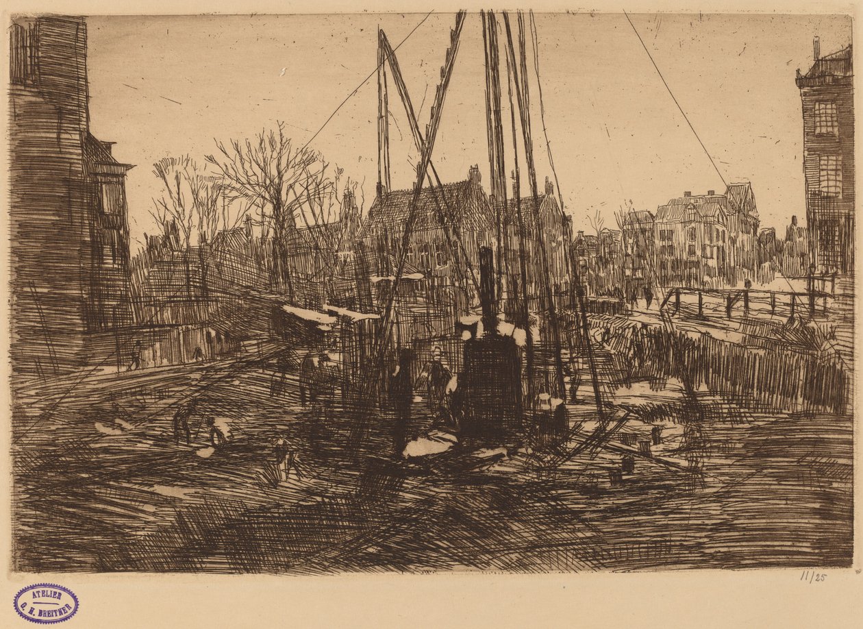 Scena w holenderskim mieście z kafarem na pierwszym planie autorstwa George Hendrik Breitner