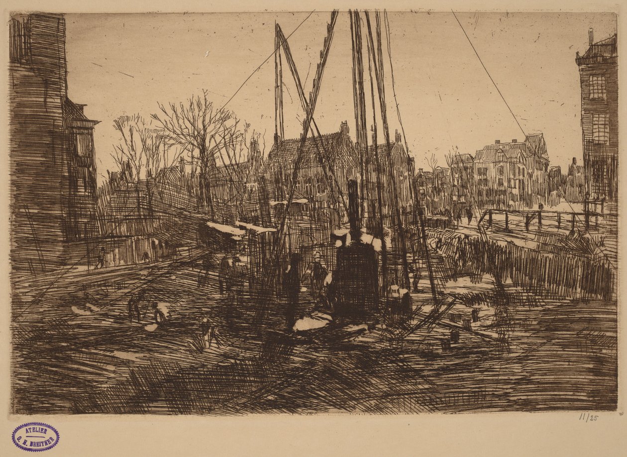 Scena w holenderskim mieście z kafarem na pierwszym planie autorstwa George Hendrik Breitner