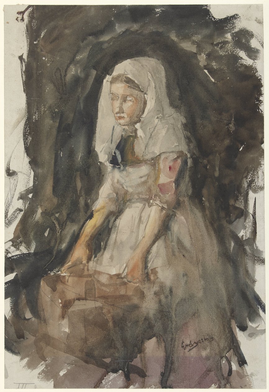 Dziewczyna z Scheveningen przy balii autorstwa George Hendrik Breitner