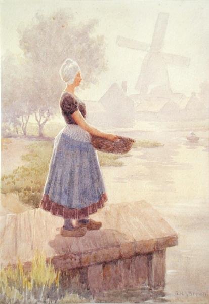 Holenderska Fishergirl (akwarela na papierze) autorstwa George Henry Alan Brown