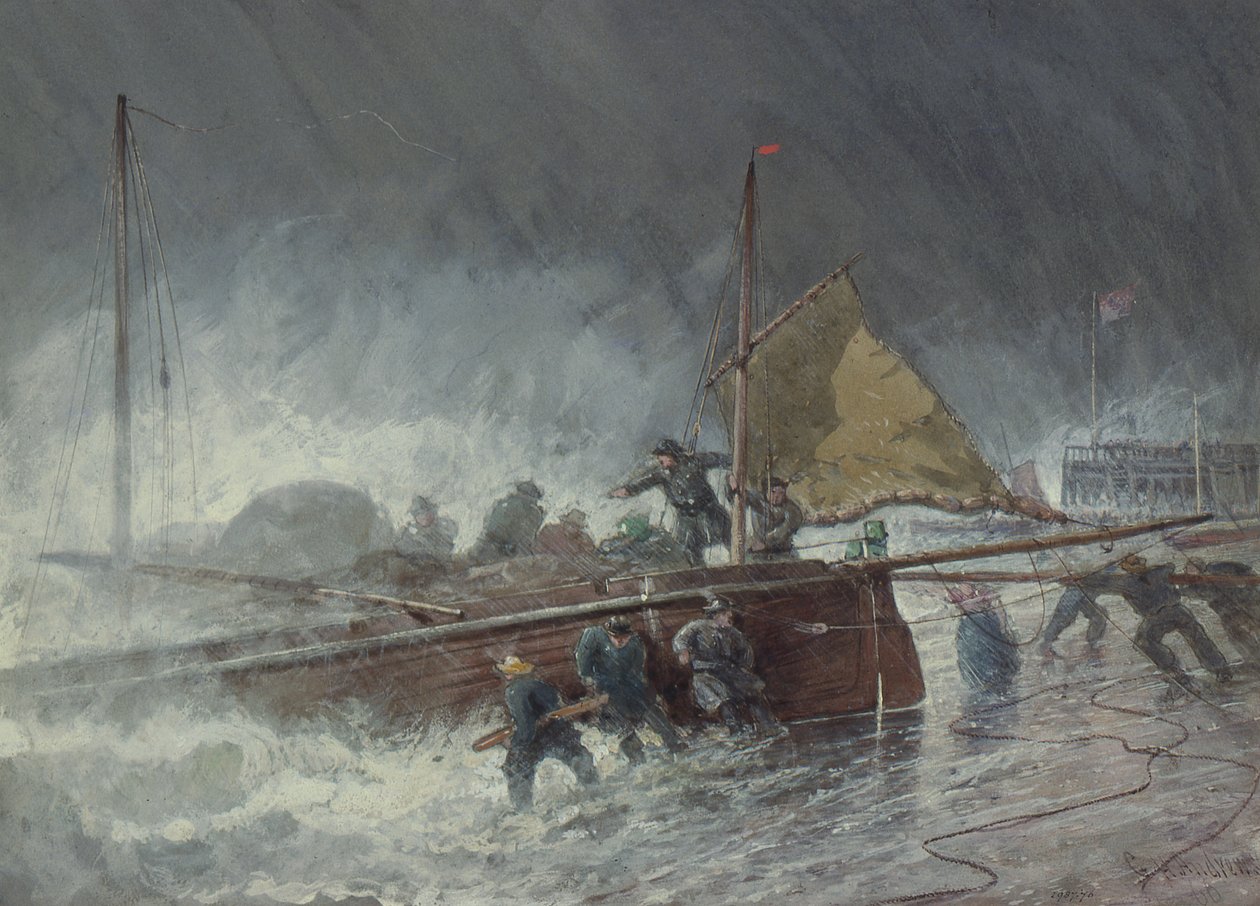 Deal Lugger odkładanie w czasie burzy autorstwa George Henry Andrews
