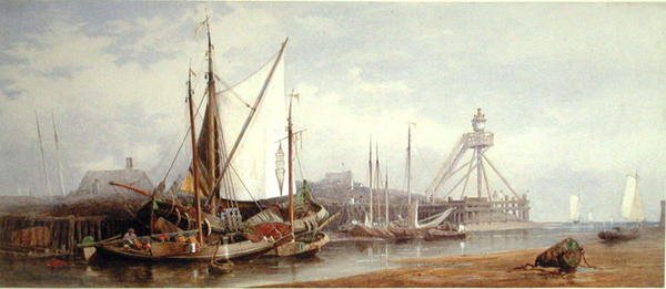 Holenderski Port Rybacki (akwarela na papierze) autorstwa George Henry Andrews