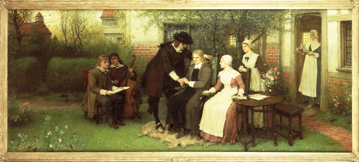 Andrew Marvell (1621-1678) odwiedzający swojego przyjaciela Johna Miltona (1608-1674) autorstwa George Henry Boughton