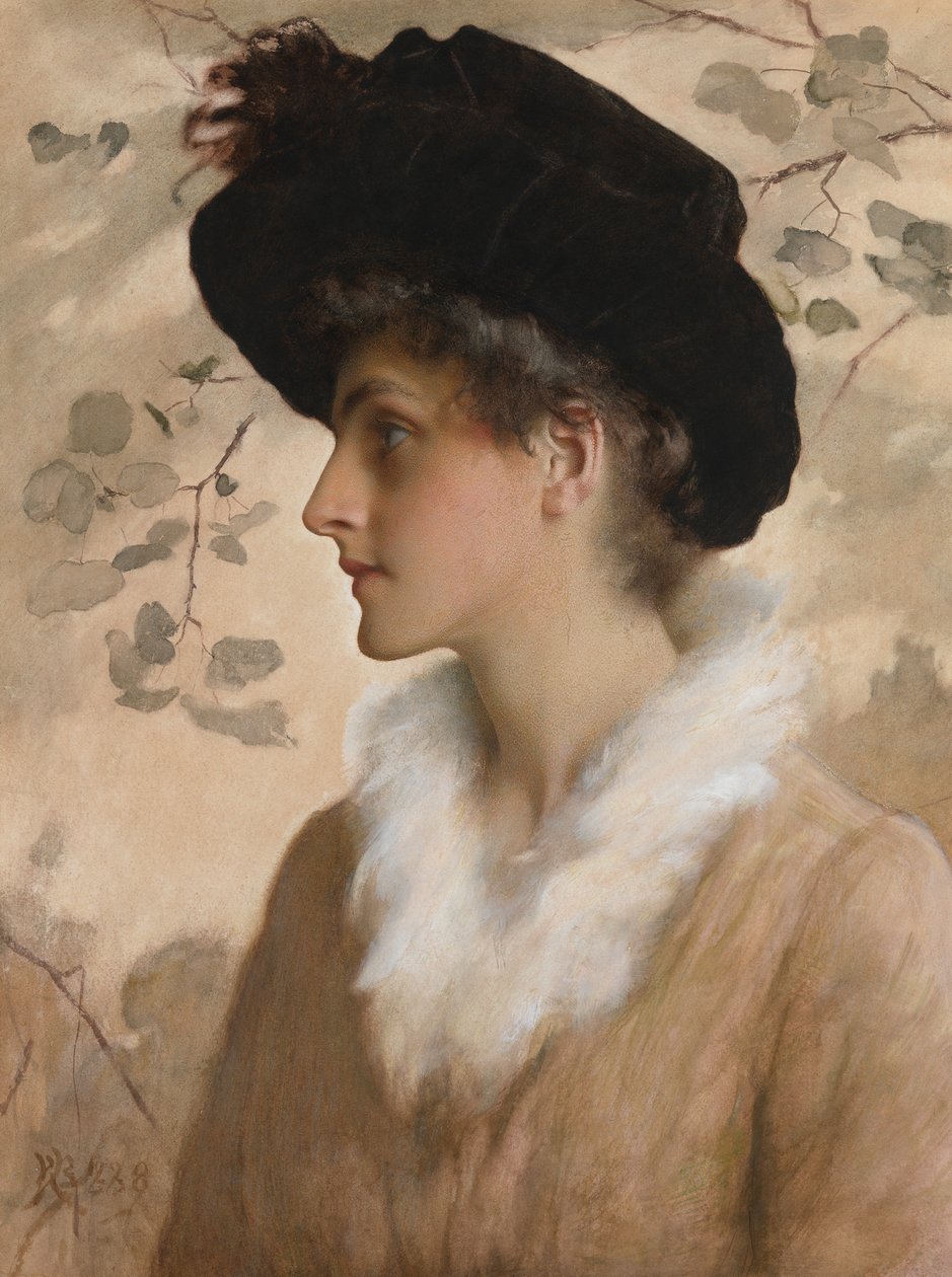 Portret damy, 1888 (wc z kolorem nadwozia na papierze) autorstwa George Henry Boughton