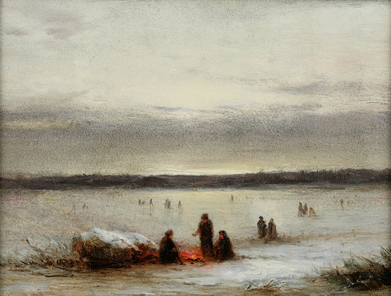 Scena zimowa (olej na tekturze) autorstwa George Henry Boughton