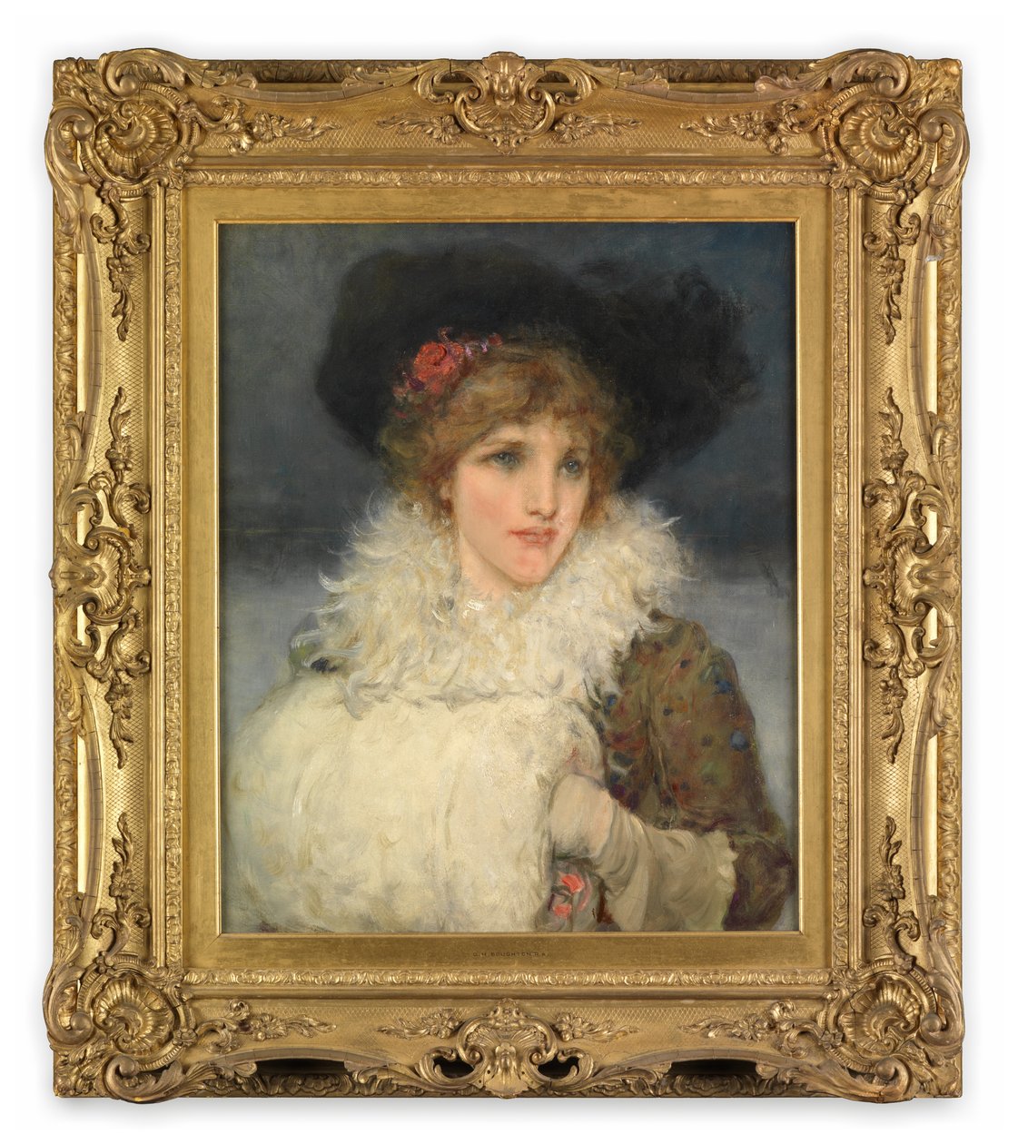 Kobieta, połowa długości (Olej na płótnie) autorstwa George Henry Boughton