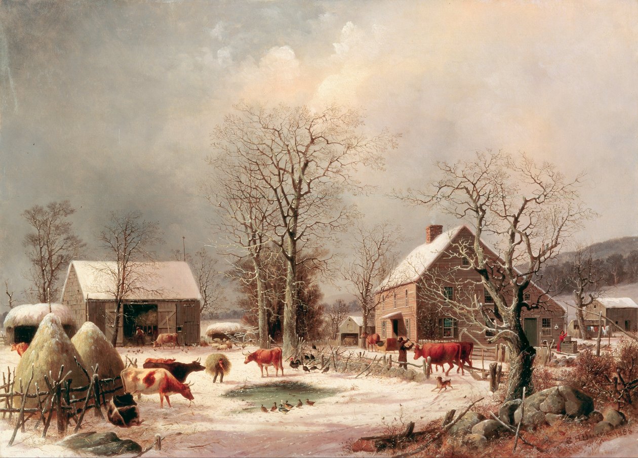 Gospodarstwo w zimie autorstwa George Henry Durrie