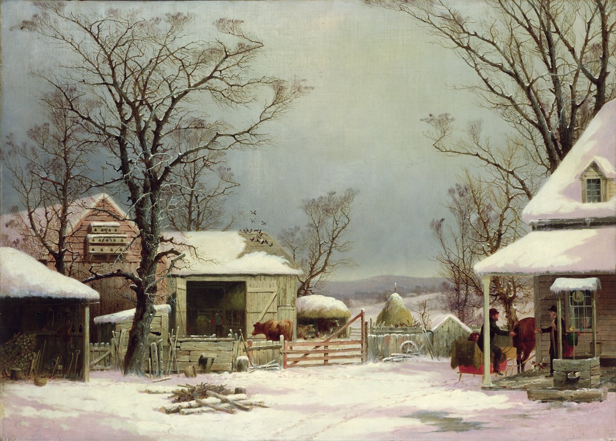 Gospodarstwo w zimie, 1862 autorstwa George Henry Durrie