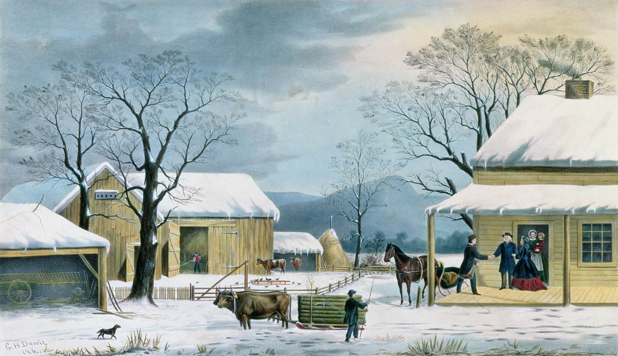Dom Dziękczynienia, grawer J. Schulfer, wyd. autorstwa Currier i Ives, 1867 autorstwa George Henry Durrie