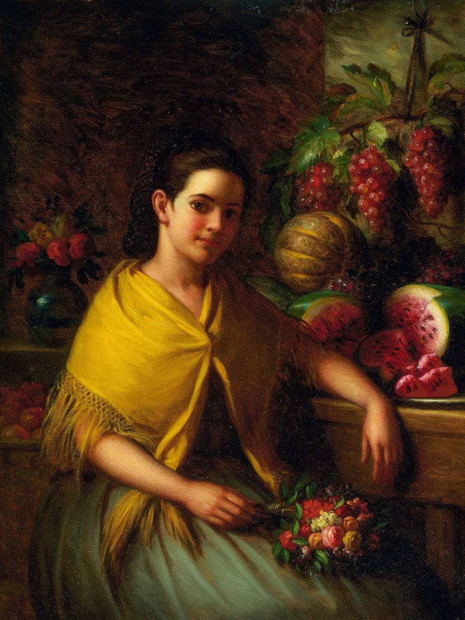Dziewczyna z Martwą Naturą Arbuza i Winogron autorstwa George Henry Hall