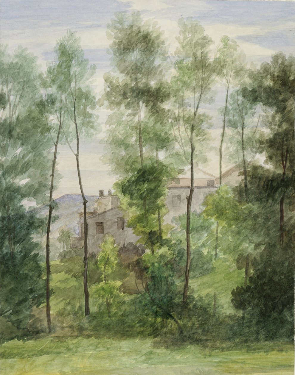 Pejzaż z budynkami (wc na papierze) autorstwa George Henry Hall