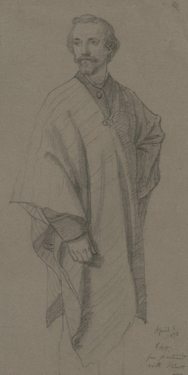 Autoportret, 1870 (grafit na brązowym papierze tkanym) autorstwa George Henry Hall