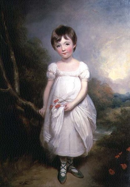 Portret młodej dziewczyny w białej sukni autorstwa George Henry Harlow